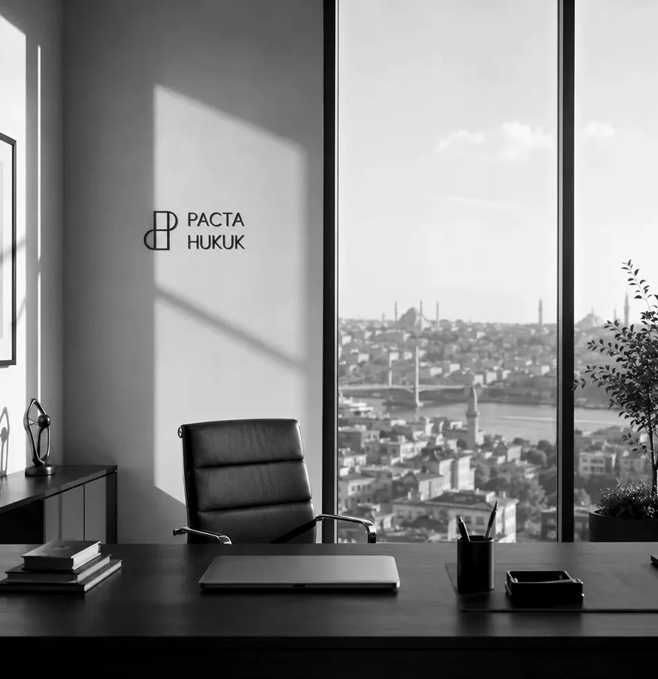 Pacta Hukuk ofisi — İstanbul manzaralı çalışma masası